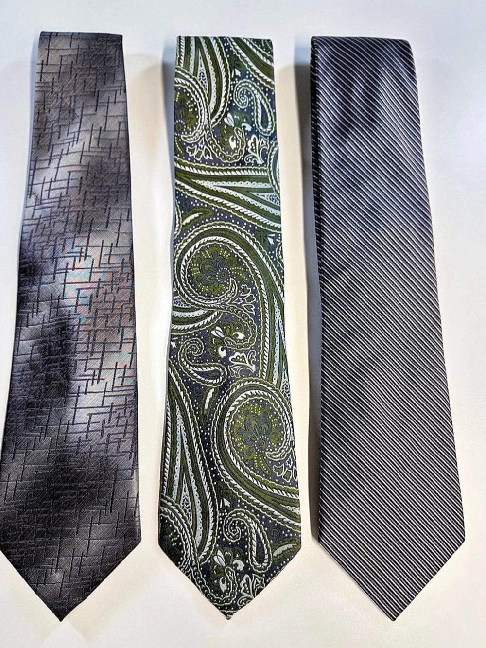 Men's Silk Necktie Set of 3 Gray & Green